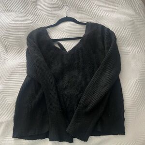 Black V-Neck Knit Sweater